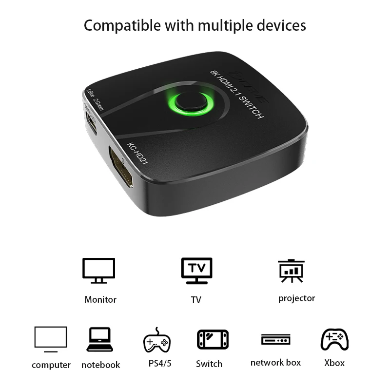2 in 1 out HDMI-compatible HDR Switch Multi host sharing HDMI-compatible Game live screen Splitter 8K HDMI-compatible switcher