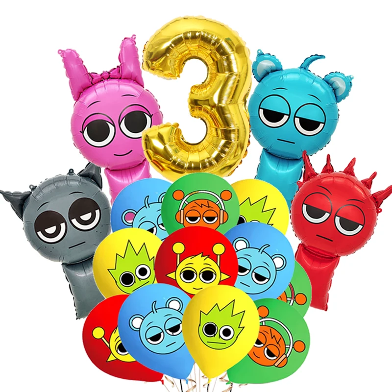 Incredibox Sprunki موضوع بالون مجموعة الساخن لعبة موضوع الاطفال 1-9th حفلة عيد ميلاد الديكور صندوق إيقاع لوازم استحمام الطفل