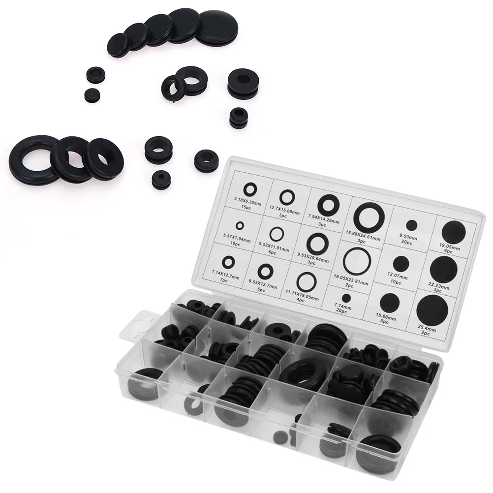 

125pcs Rubber O Ring Sealing Gasket Assortment Set Heat Resistant Oil Resistant Multiple Sizes Black For Cars Marine Rv Wiring
