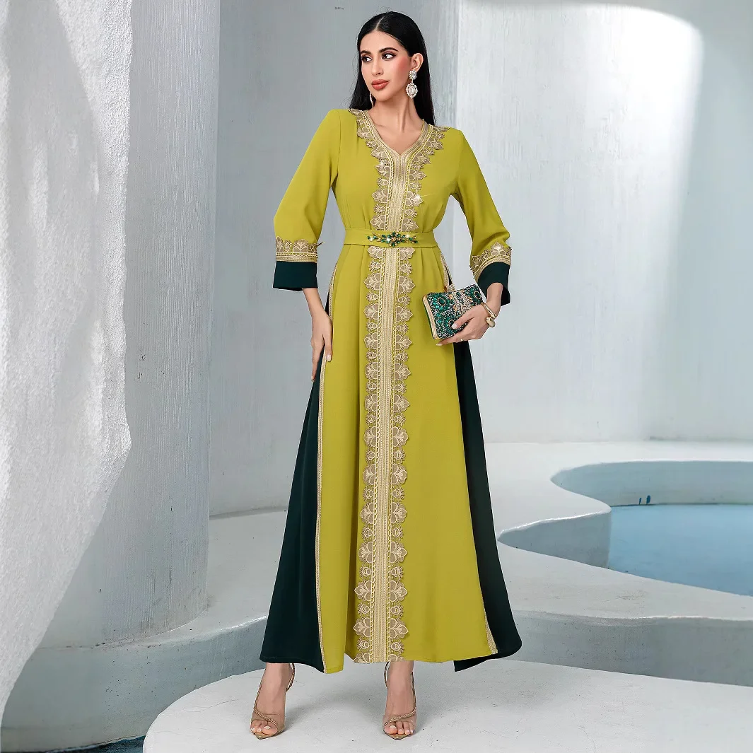 2025 été diamants Abaya dubaï caftan femmes mode musulmane longue Robe maroc Caftan Eid Djellaba Ramadan Islam Jalabiya Robe