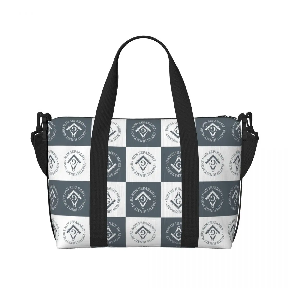 Custom F-Freemasons Sign Tote Bag Women Large Capacity Masonic Beach Gym Travel Bags