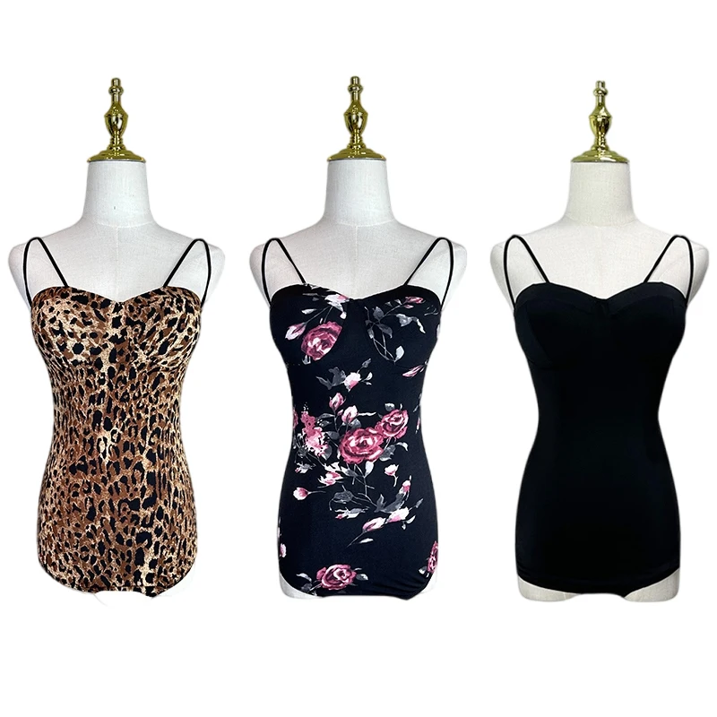 

Black Latin Dance Top For Women Leopard Print Bodysuit Retro Performance Outfit Adult Tango Cha Cha Dancer Practice Clothes 2038
