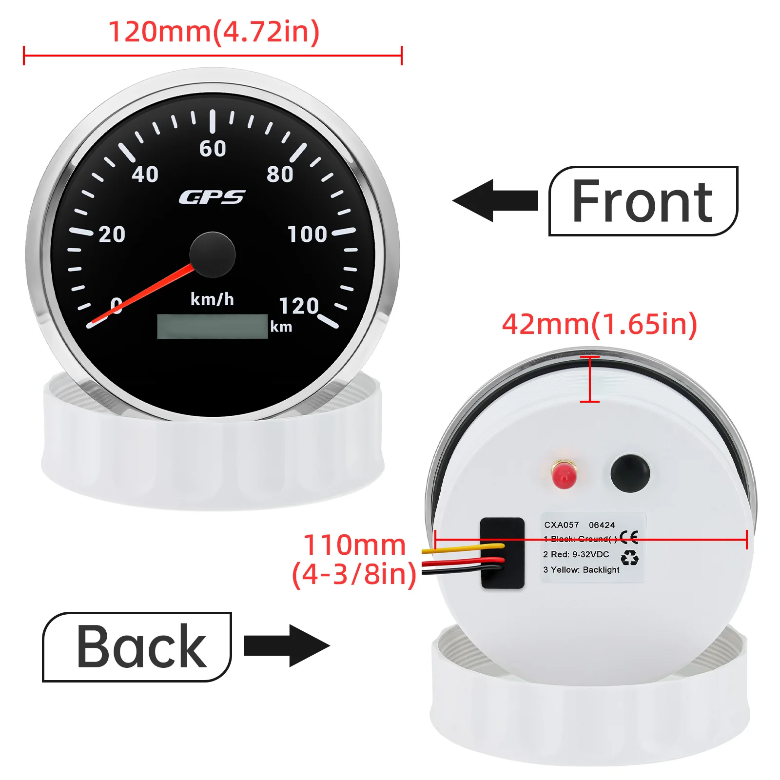 110MM GPS Speedometer 7 Color Backlight 30/60/80/120/200KMH Speed Meter Waterproof Speed Indicator For Marine Boat Car 12V 24V