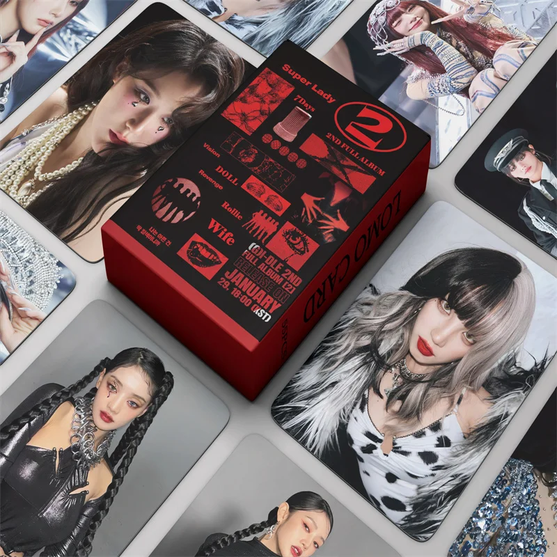 k pop album de cartoes gidle lomo para meninas album completo cartao lomo super lady cancao yuqi g i dle minnie shuhua soyeon presente para menina 55 pecas por conjunto 01