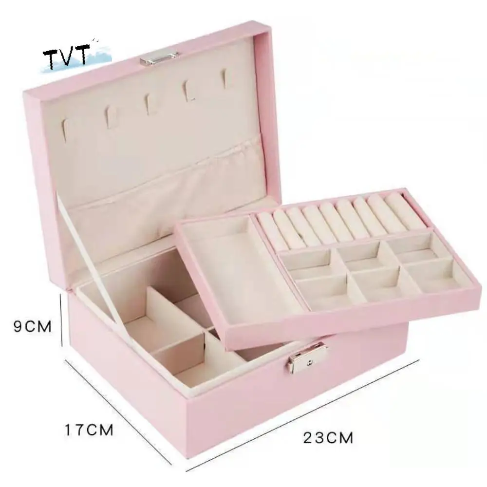 

Large Capacity Pu Leather Jewelry Box Subzone Detachable Jewelry Organizer Portable Necklace Bracelet Jewelry Display Holder