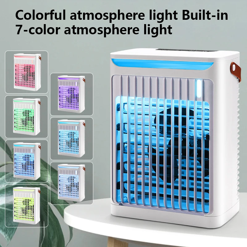 Портативный вентилятор воздушного охлаждения Xiaomi с 7-цветным светодиодным ночником, баком для воды 6,8 л, 5 скоростей, энергосбережения для домашнего офиса, спальни