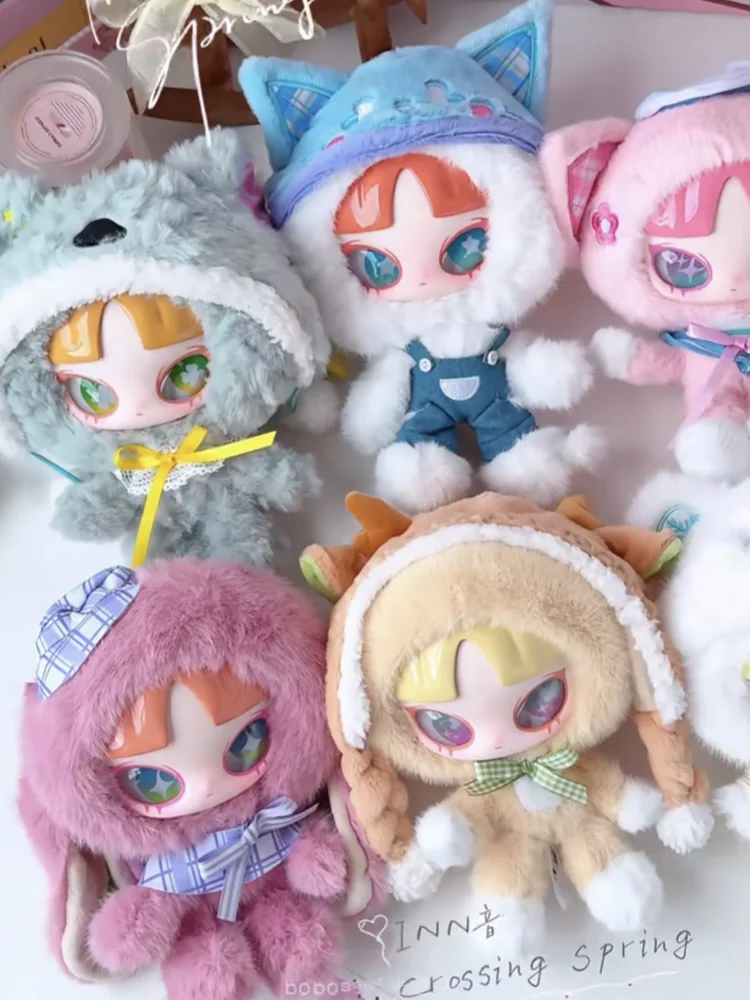 

Inn Crossing the Spring Plush Blind Box Toy with Removable Hat Original Bangs Figurine Trendy Mysterious Surprise Collectible