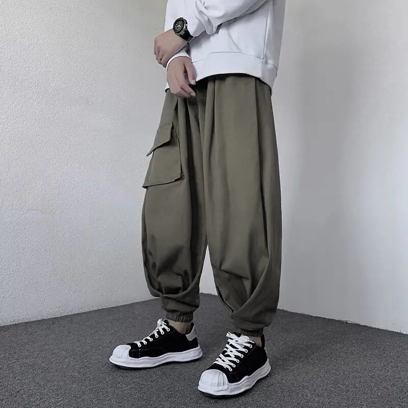 Men Boy Japanese Moto Biker Pants Spring Autumn Plus Size M-5XL Pants Loose Pocket Handsome Cotton Sporty Joggers Trousers