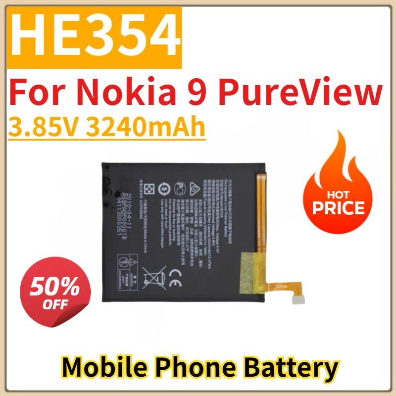 

HE354 Mobile Phone Battery 3.85V 3240mAh For Nokia 9 PureView High Quality