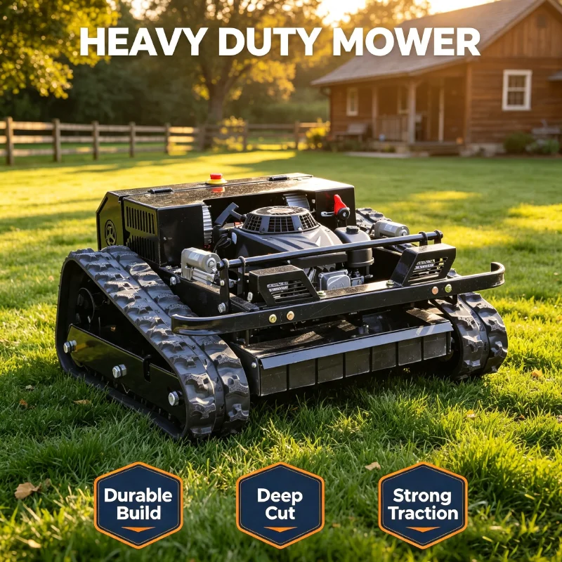 Customized CE/EPA Crawler Remote Control Grass Mower Battery-Powered Dual Motor Robotic Mower Garden Sloped Yards Multi-Purpose