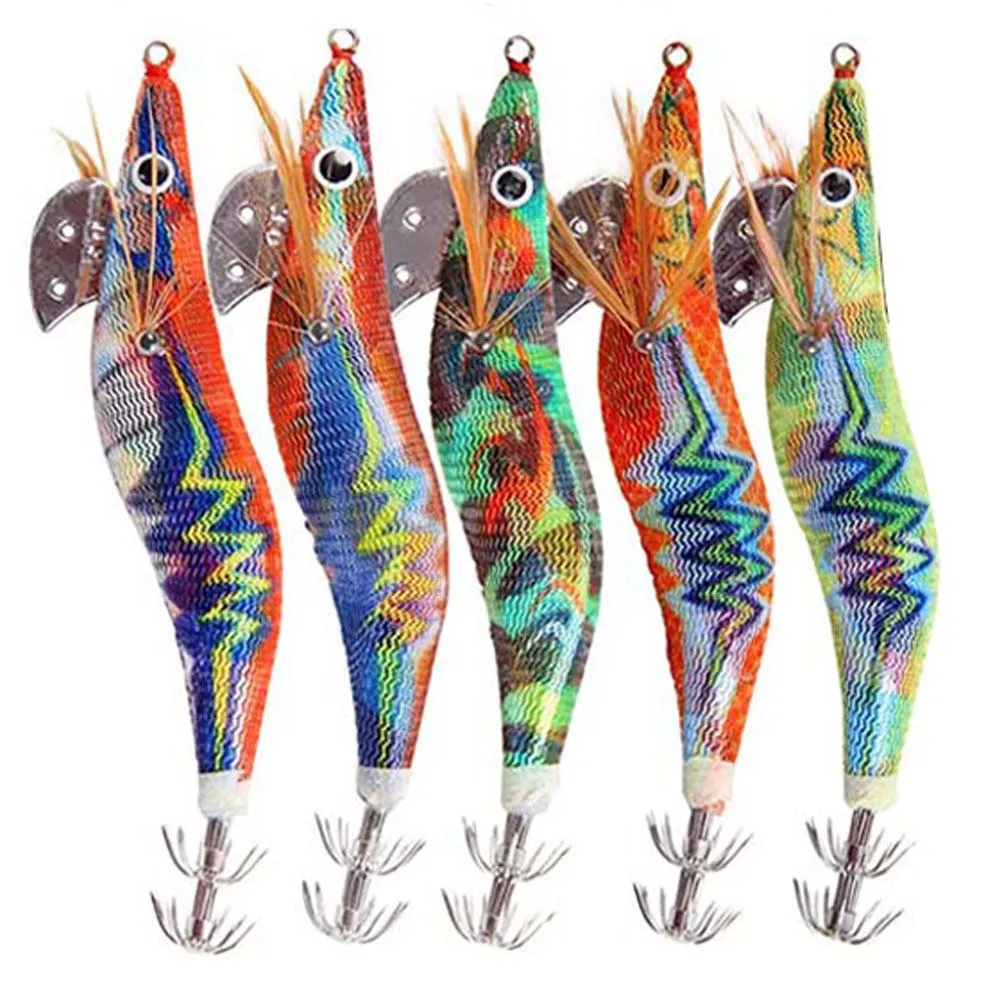 100PCS Fishing Squid hook Wooden Squid Bait fishing Hook Octopus Cuttlefish squid lure shrimp jigs Saltwater fish lures 2.5/3.0