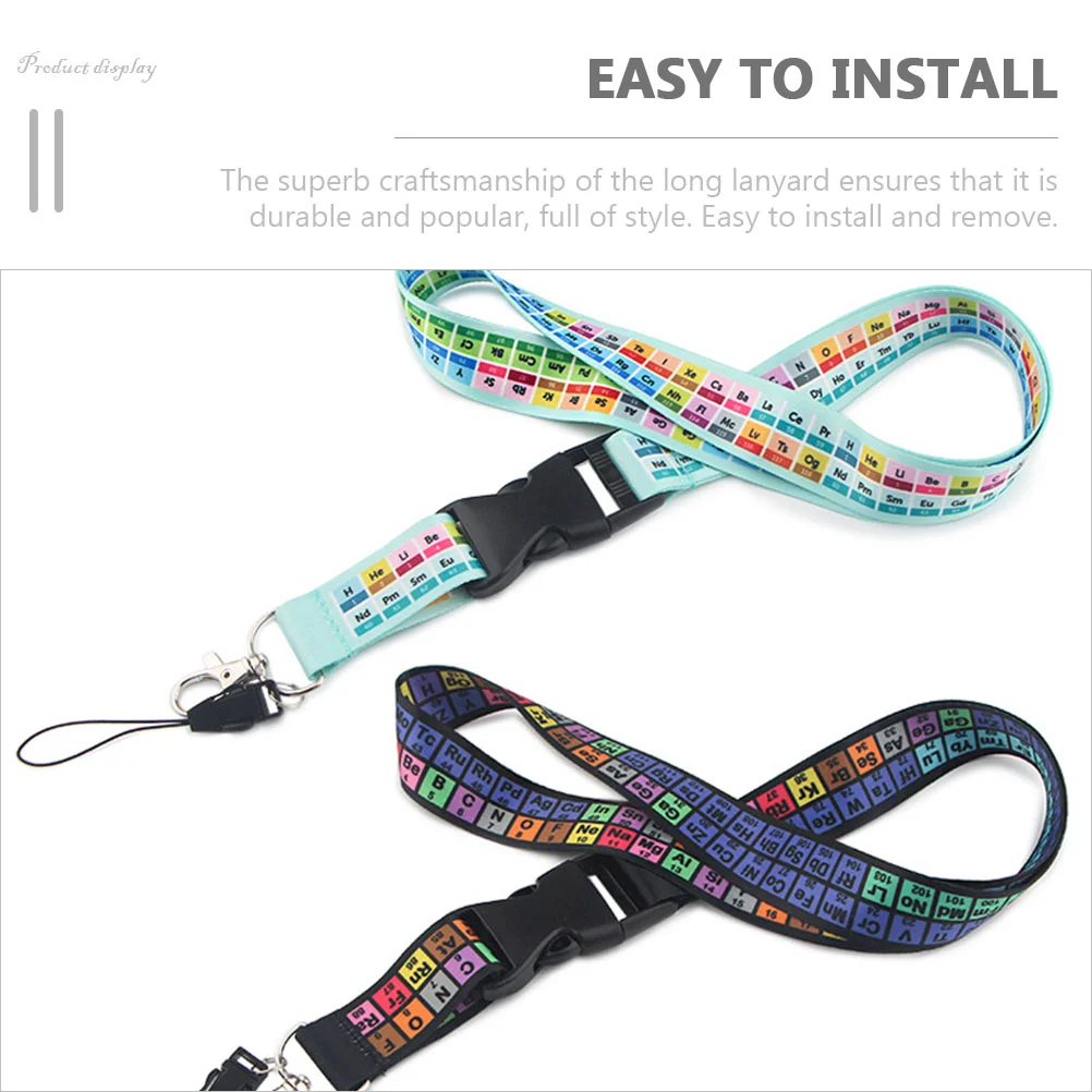 2 Pcs Phone Lanyards for Id Badges Holder Messenger Chemistry Gifts Man Prriodic Table