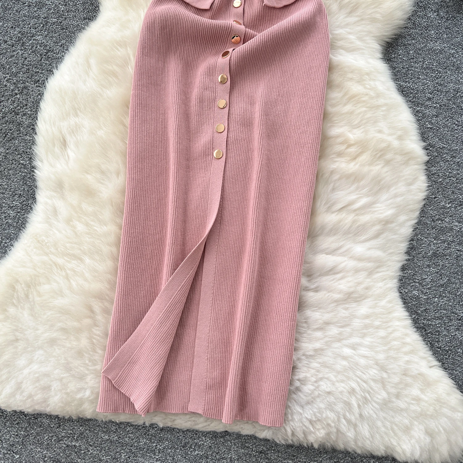 YuooMuoo Marke Mode Elegante einreiher Gestrickte Maxi Kleid Frauen Luxus Wrap Hüften Hemd Pullover Kleid Dame Party Vestidos