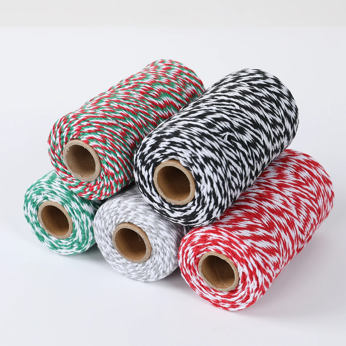 100M Red Green White Cotton Rope 10yards Bakers Twine String Cotton Thread for Home Decor Handmade DIY Christmas Gift Wrapping