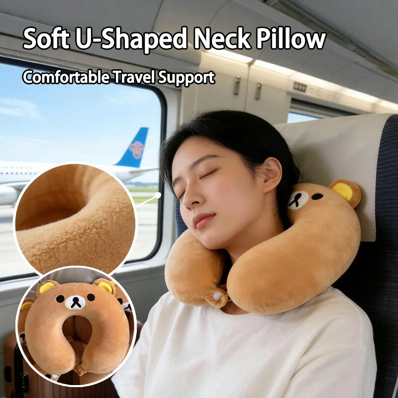 Rilakkuma U Shape Neck Pillow Memory Foam Travel Head Rest Cushion Office Nap Support Home Decor Accessory Christmas Gift