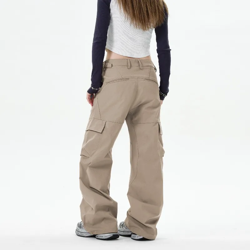 OR FL Retro Simplicity Curved Knife American Style Women's Cargo Trousers Trendy Brand High Street Baggy Deconstruction Pants