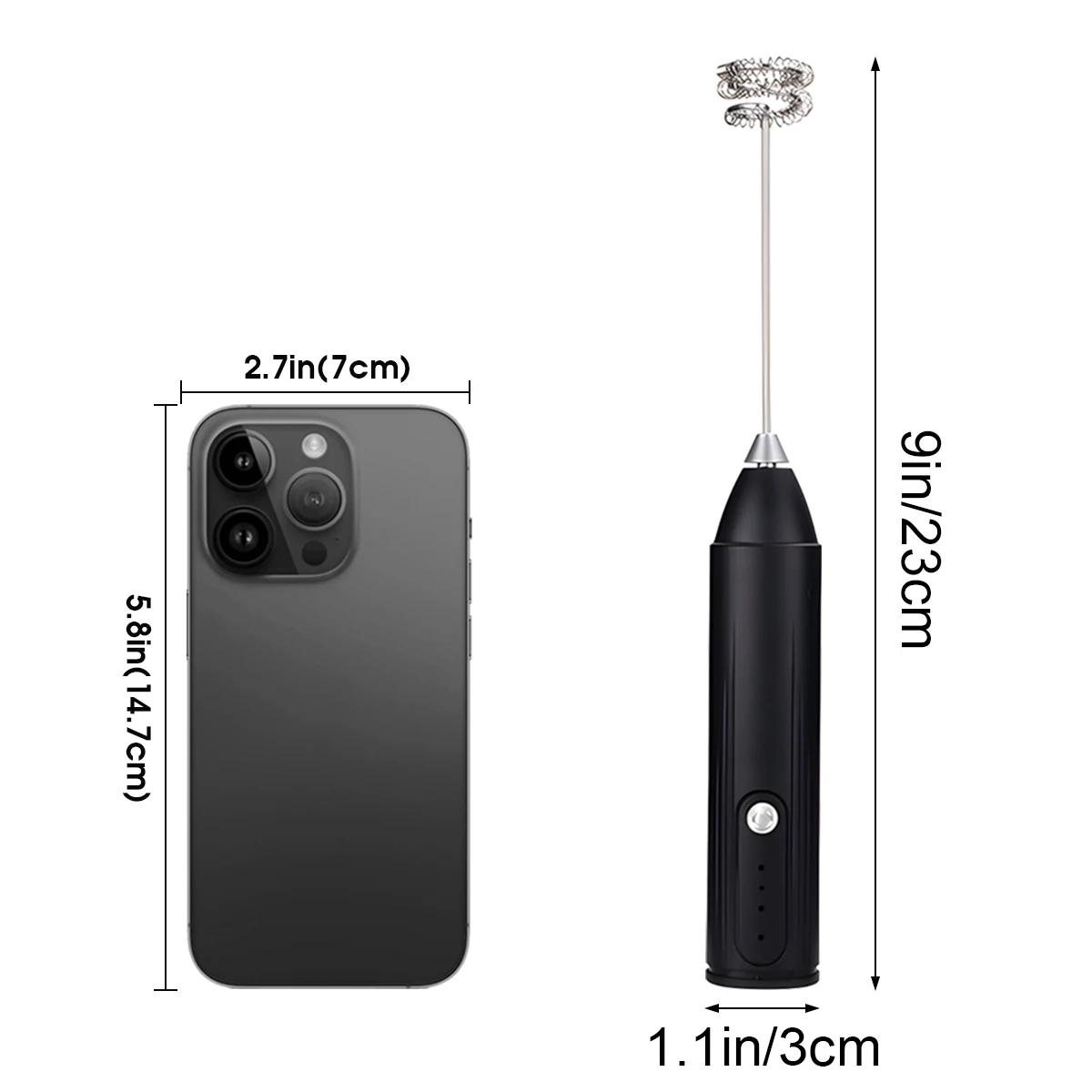 Mini Electric Whisk 3-Speed Rechargeable Frother 300mAh Battery Egg Beater for Kitchen Handheld Milk Coffee Machine