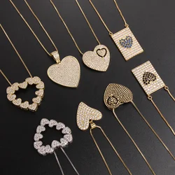 MHS.SUN Women Jewelry Fashion AAA Cubic Zirconia Necklace Charming Gold Plated Heart Pendant Clavicle Chain Mother's Day Gift