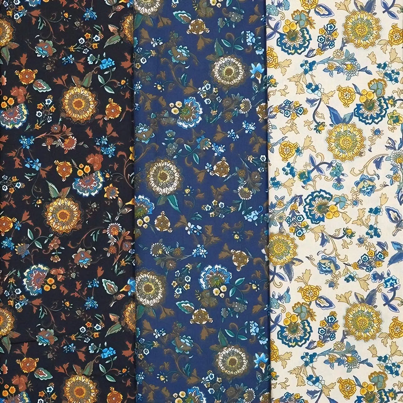 0.5m/2m/5m Bohemian Floral 100% Cotton Fabric Colorful Flower Print Material Ideal for Boho Style Sewing Curtain Garment Making
