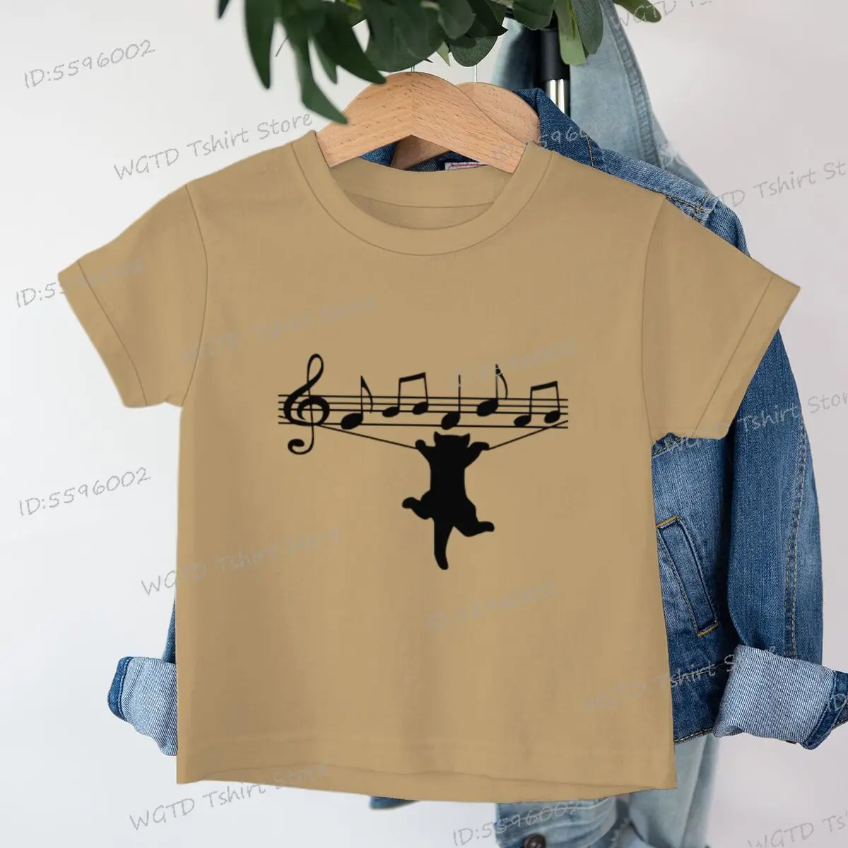 Luminous Cat Music Note Graphic Clothes Child Girl Boy Y2k Harajuku Animal  Cotton T-shirt Funny Graphic Cat Lover Streetwear