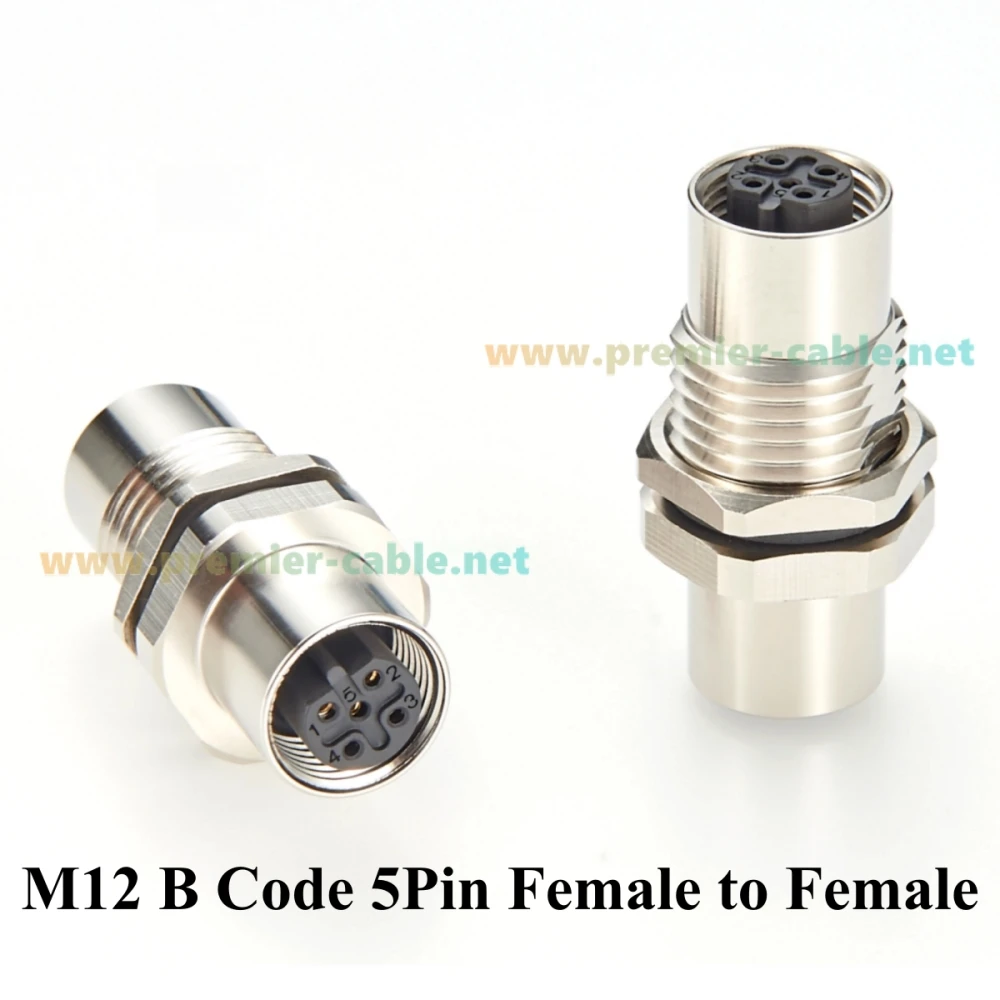 M12 B-Code 5-poliger Schottverbinder IP67 Buchse-zu-Buchse Rundsteckverbinder für Schalttafelmontage, abgeschirmt für PROFIBUS – Detail 4