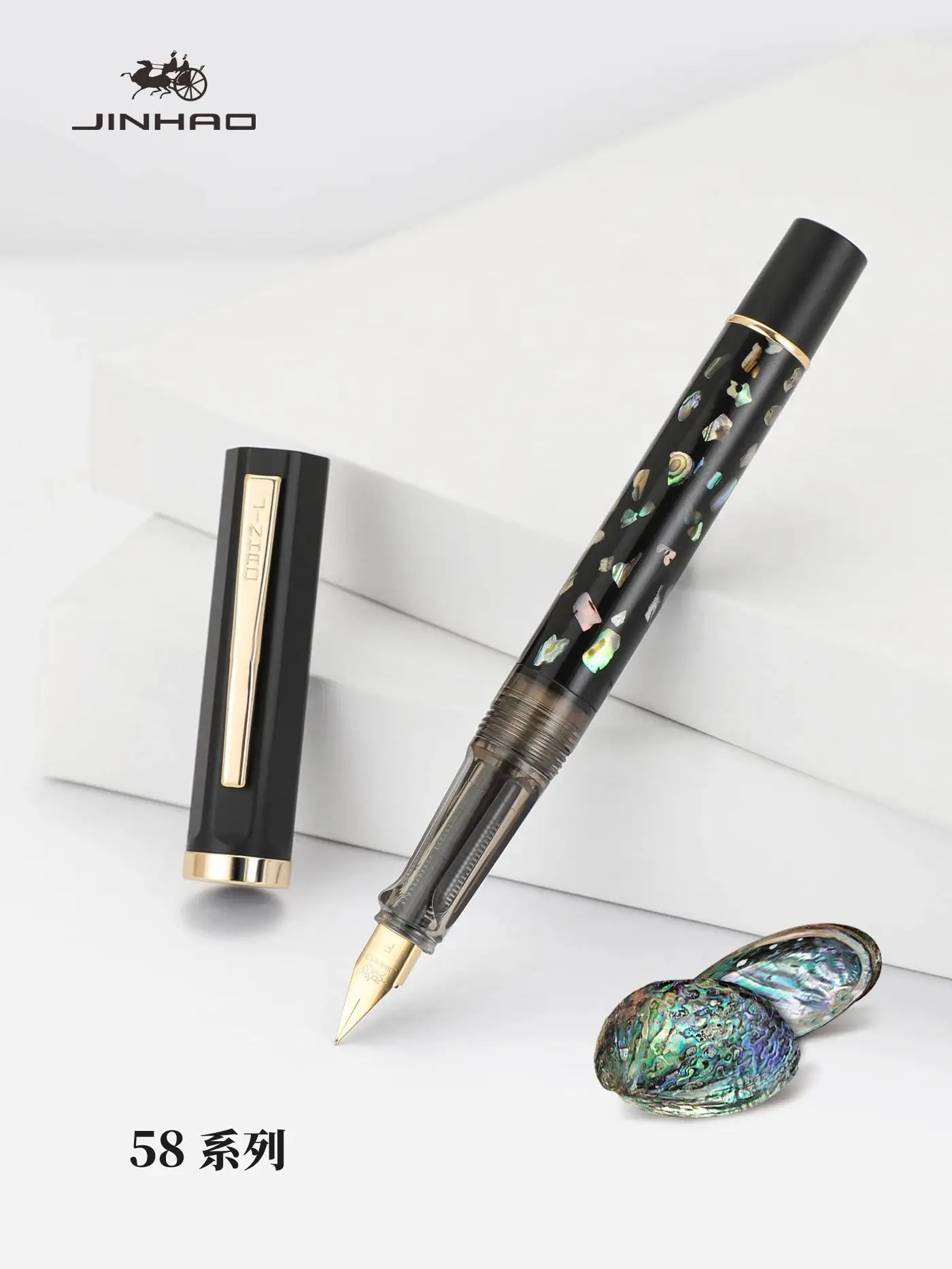 JINHAO 58 Holz/Scrimshaw Füllfederhalter Student F EF Feder Tintenstift Kalligraphie Stift Schreibwaren Schule Bürobedarf – Detail 4