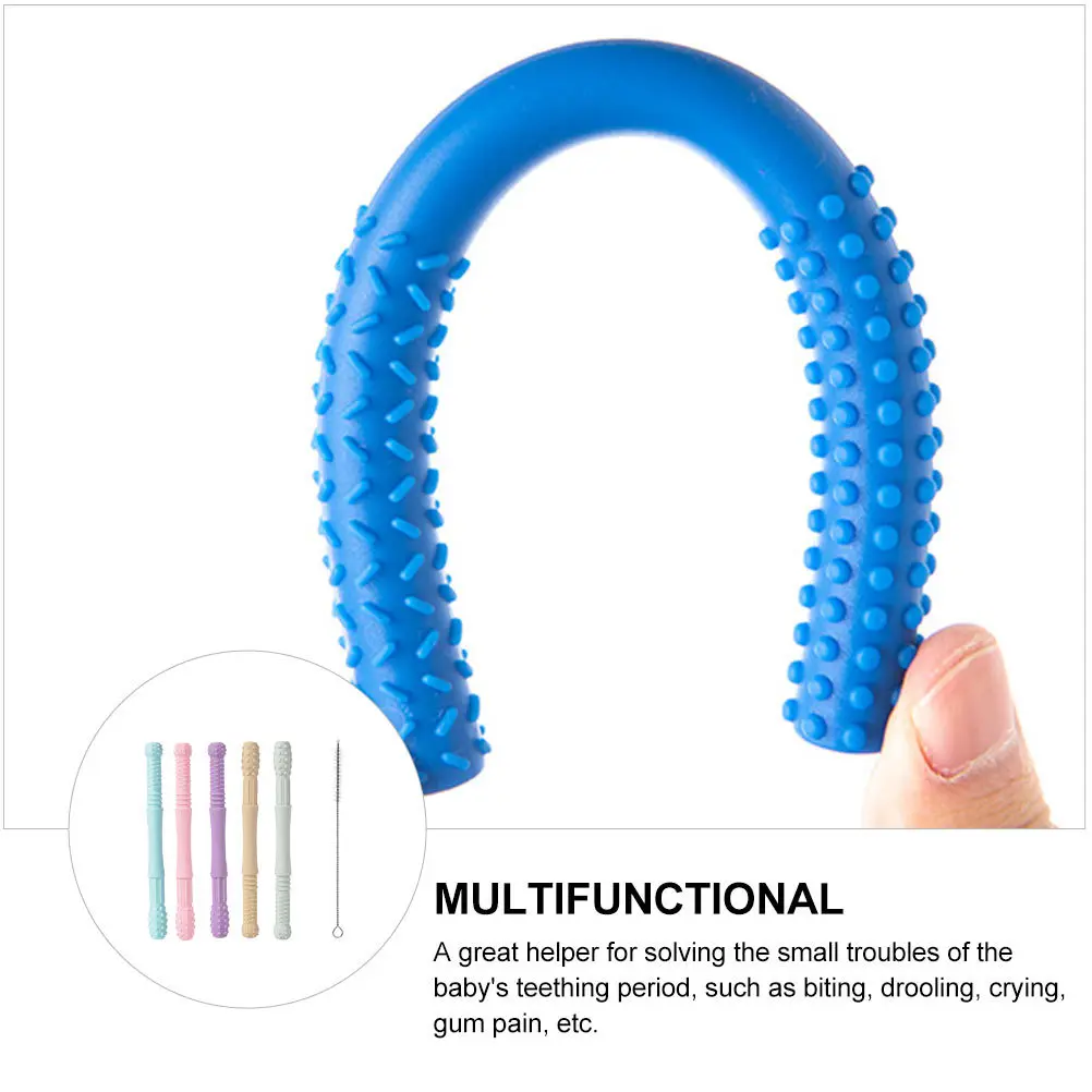 

1Set Baby Silicone Hollow Teether Tubes Soft Flexible Chewing Infant Molar Grinding Relief Hollow Teether Baby Molar Toy
