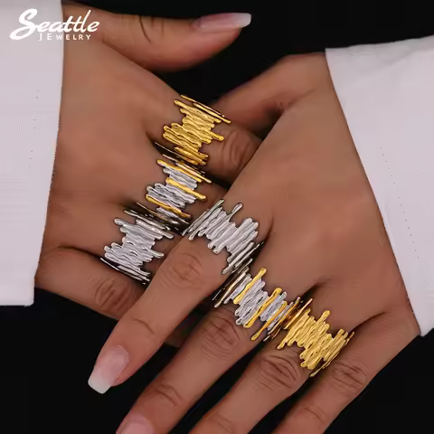 316 Stainless Steel Gold-plated Personalized Ring for Women'Fashion Gold Color Silver Open Ring Couple Waterproof Jewelry Gift