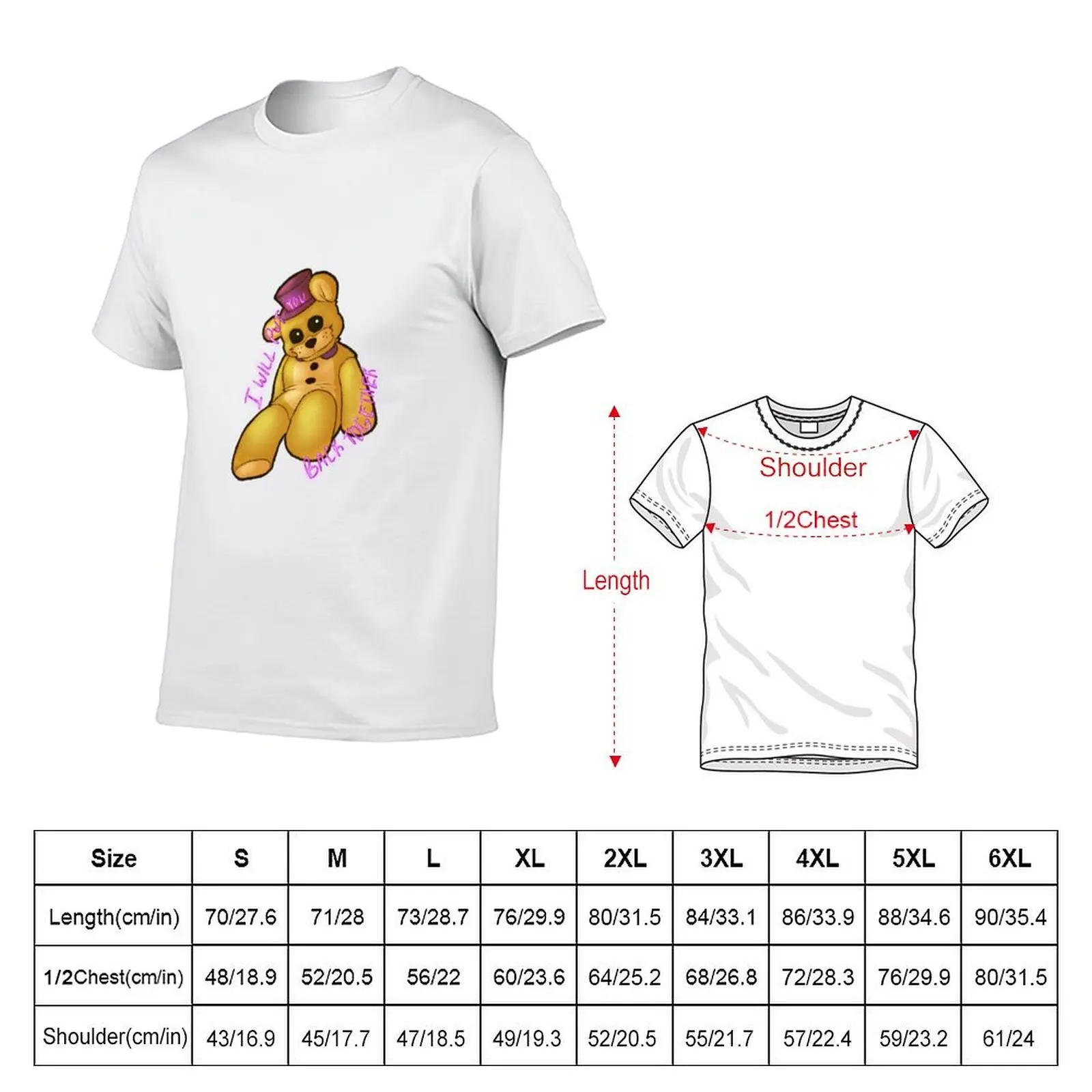 تي شيرت Fredbear القطيفة للرجال، قمصان بيضاء مع تي شيرت مطبوع