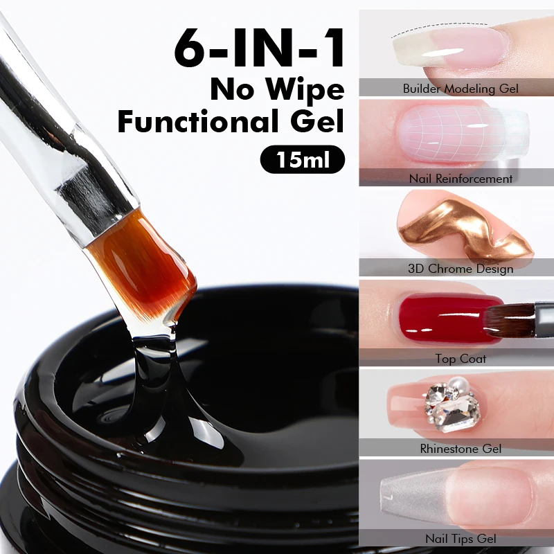 Chunshu No Wipe Funktions gel 6 in1 Nagels pitzen UV-Gel zur Verlängerung Klebrige Schmucks truktur einweichen Lack Dec klack verstärken