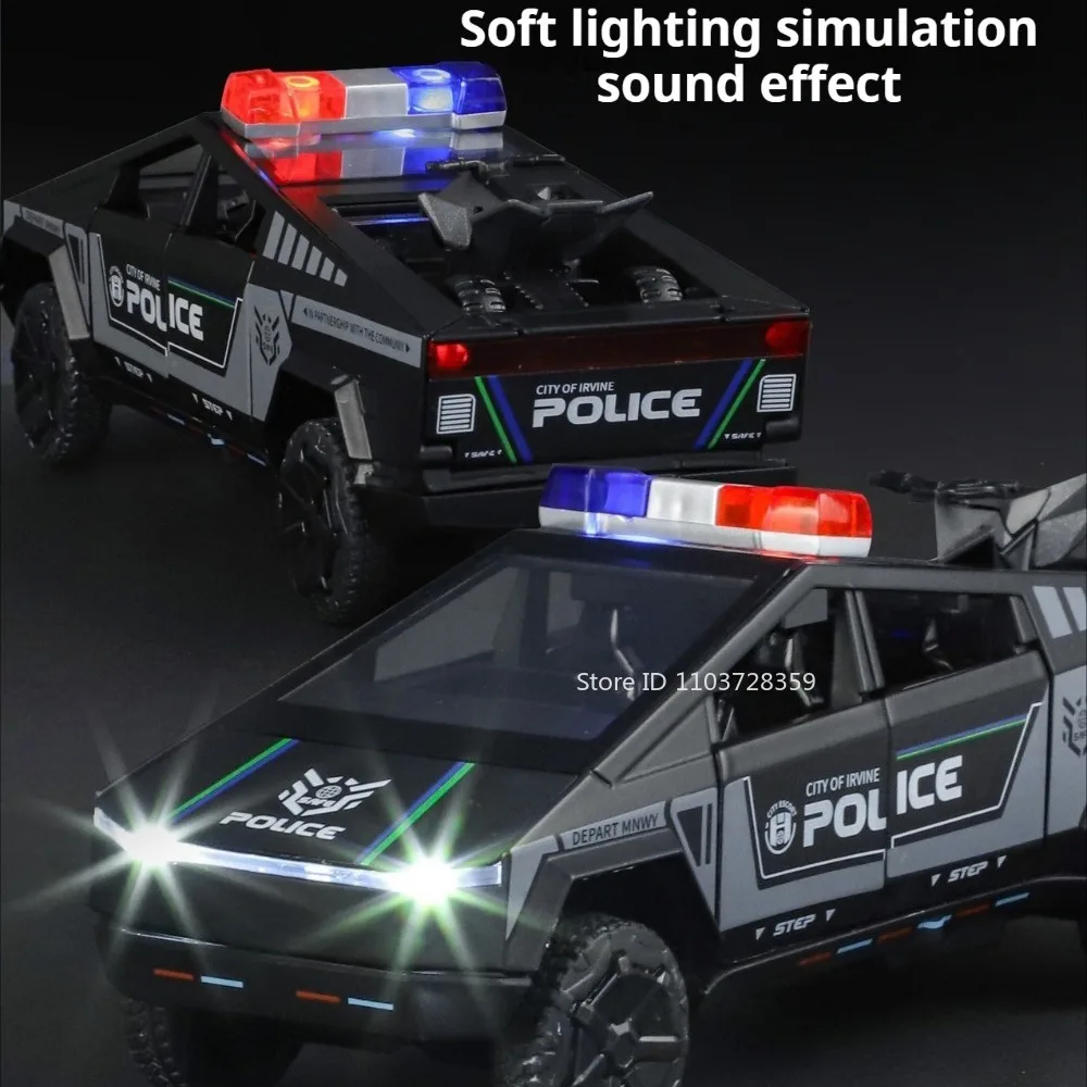 รถของเล่นจำลองรถกระบะซานตาน่า ตำรวจ ขนาด 1:32 ทำจากโลหะผสม ประตูเปิดได้ ดึงหลังวิ่งได้ มีเสียงและไฟ ของเล่นเด็กแบบอินเทอร์แอคทีฟ