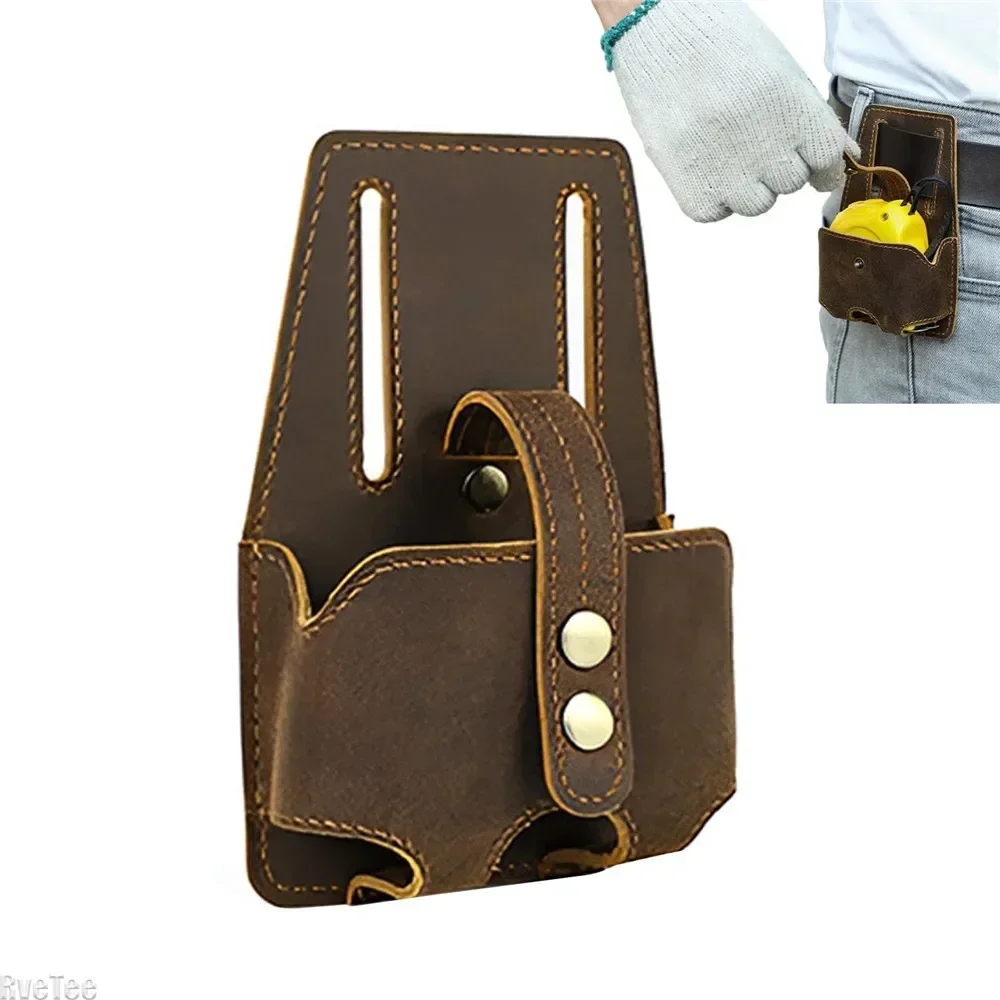 Professional Leather Tape Measure Holder - Heavy Duty Belt Pouch For 3-5m Steel Tapes With Quick Access Design