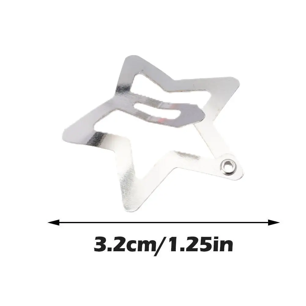 Silver Star Y2K BB Hair Clips Women Cute Metal Star Hair Clips Side Barrettes Hair Simple Mini Metal Snap Clip Hair Accessories