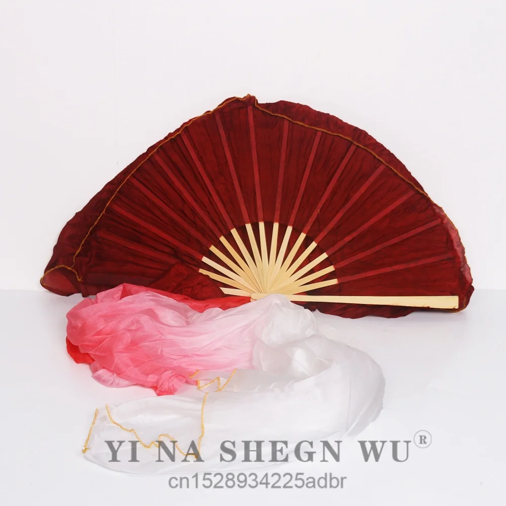 Kid Vrouwen Buikdansen Fan 1 Paar Kleurverloop Danser Lange Echte Zijde/Imitatie Zijde Fans 150/180x90 cm Rayon Zijde Fans