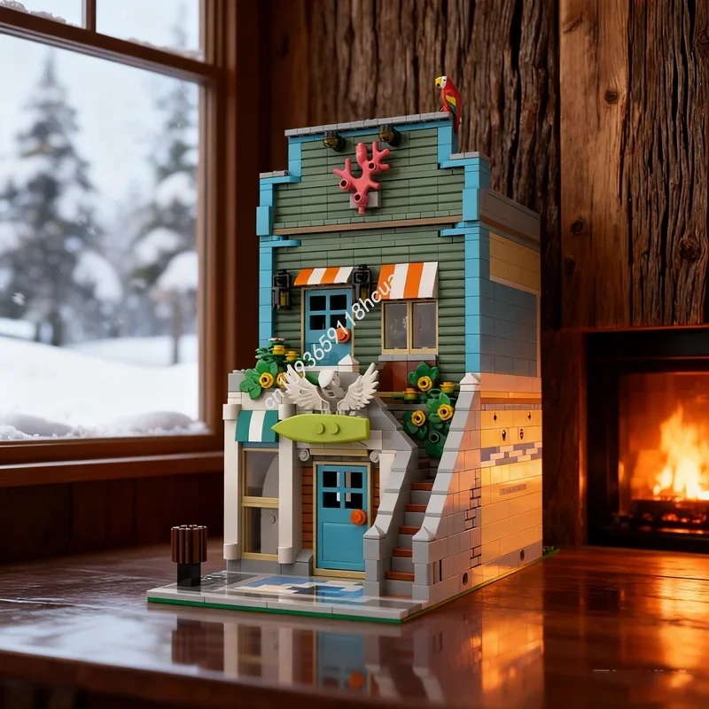 

1211pcs MOC Modular The Surf Shop Coral Bar Model Building Toys Blocks Construction Idea Brick Christmas Gifts Birthday
