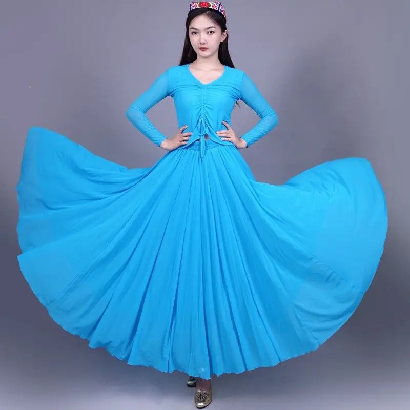 

Xinjiang Dance Clothing Black Half Skirt Women's Mesh Half Skirt High end Dancing 720 Degree Large Swing Skirt High Waist