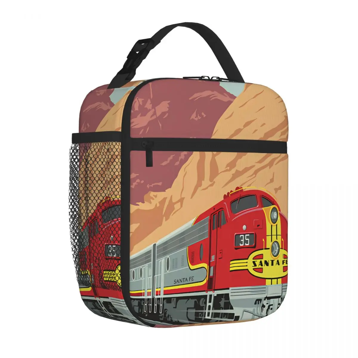 Bestselling Vintage Travel By Rail Poster Jim Zahniser Casual Lunch Box Bag Office Lunch Durable Lunch Bag