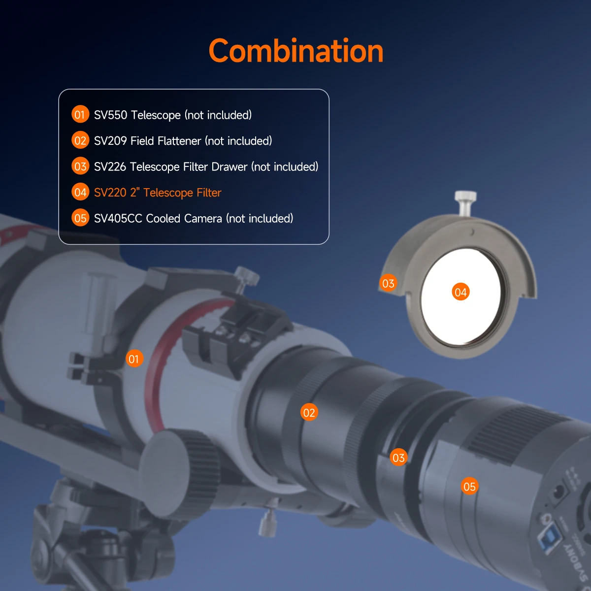 Svbony SV220 Teleskopfilter SII & OIII 7 nm Dualband 1,25"/2" Nebelfilter für Astrofotografie, beide in Licht verschmutzt – Detail 18