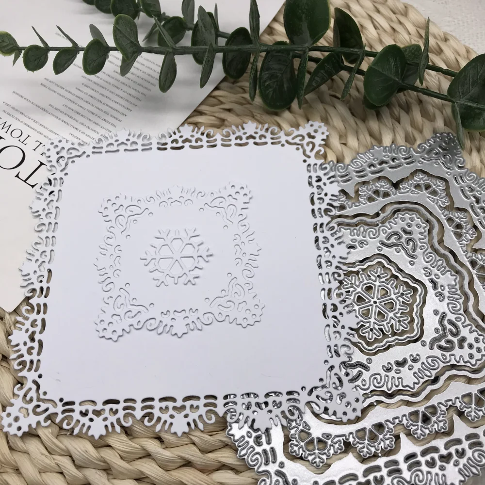 

1 шт. новые металлические штампы для резки, кружевные квадратные украшения, скрапбукинг, лезвие для рукоделия, трафареты, штампы