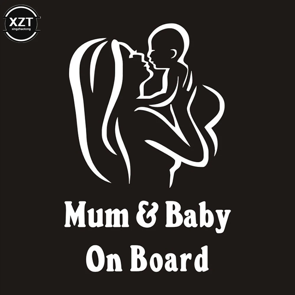 18*12cm Car Sticker 3D MUM And Baby On Board Reflective Laser Vinyl Car Sticker Motorcyc Styling Black Silve view 6