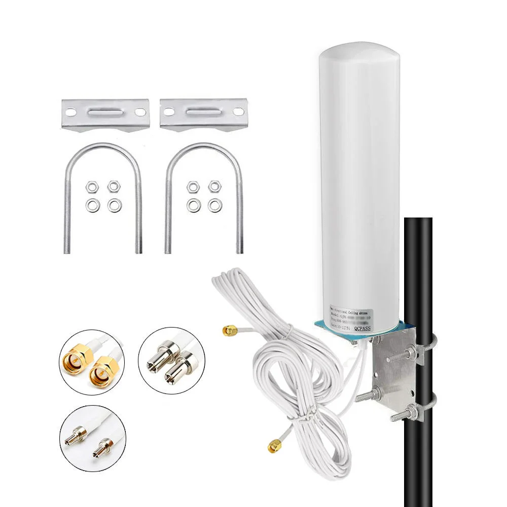 4G LTE 5G MIMO هوائي في الهواء الطلق مقاوم للماء الجوي SMA ذكر CRC9 TS9 موصل مع كابل تمديد مزدوج 5 متر لمودم التوجيه