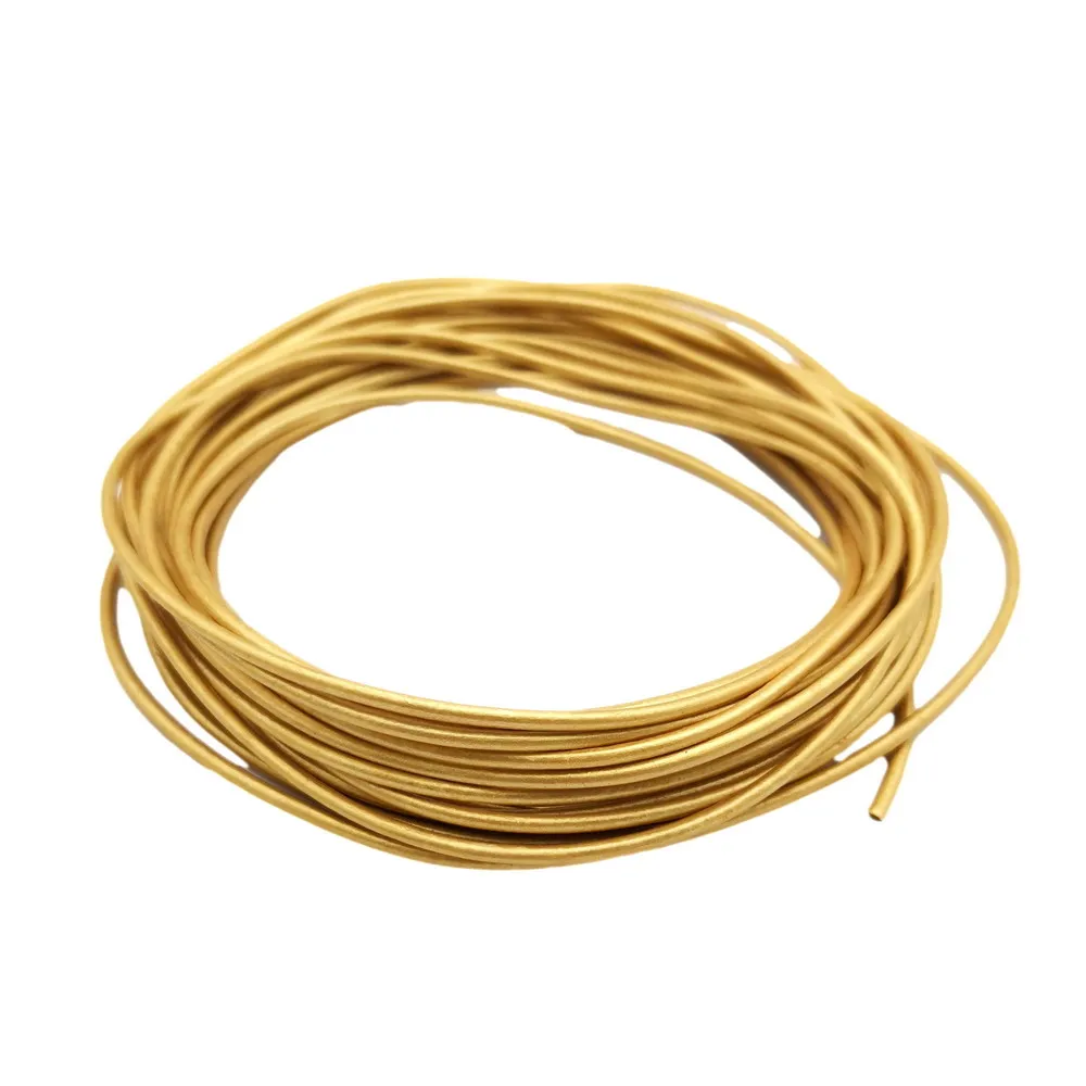 Metallic Gold 5 Yards 2mm Leather Strap 2.0mm Diameter Genuine Leather Cord Bracelet Necklace Making