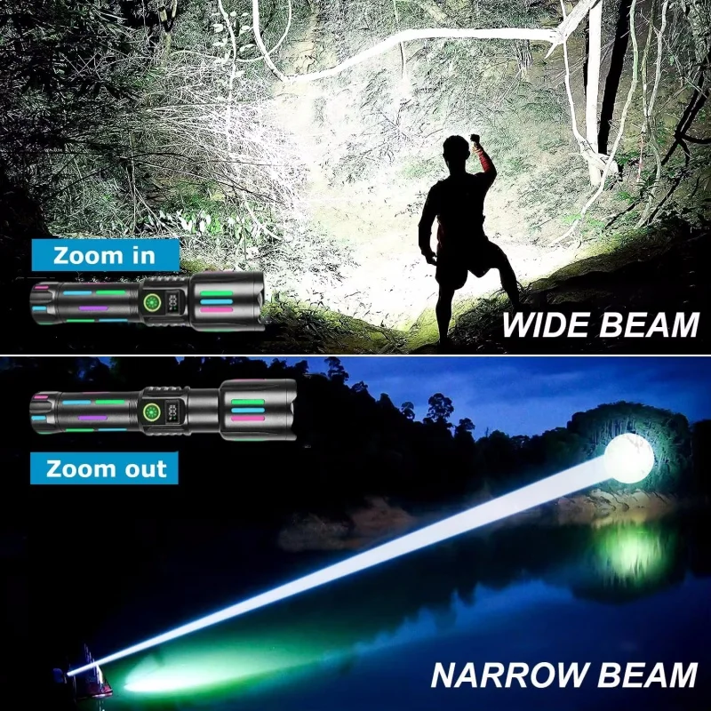 500W High Power Flashlights Rechargeable LED Flashlight Tactical Torch Zoom Ultra Powerful Torch 3000M Outdoor & Emergency Lamp