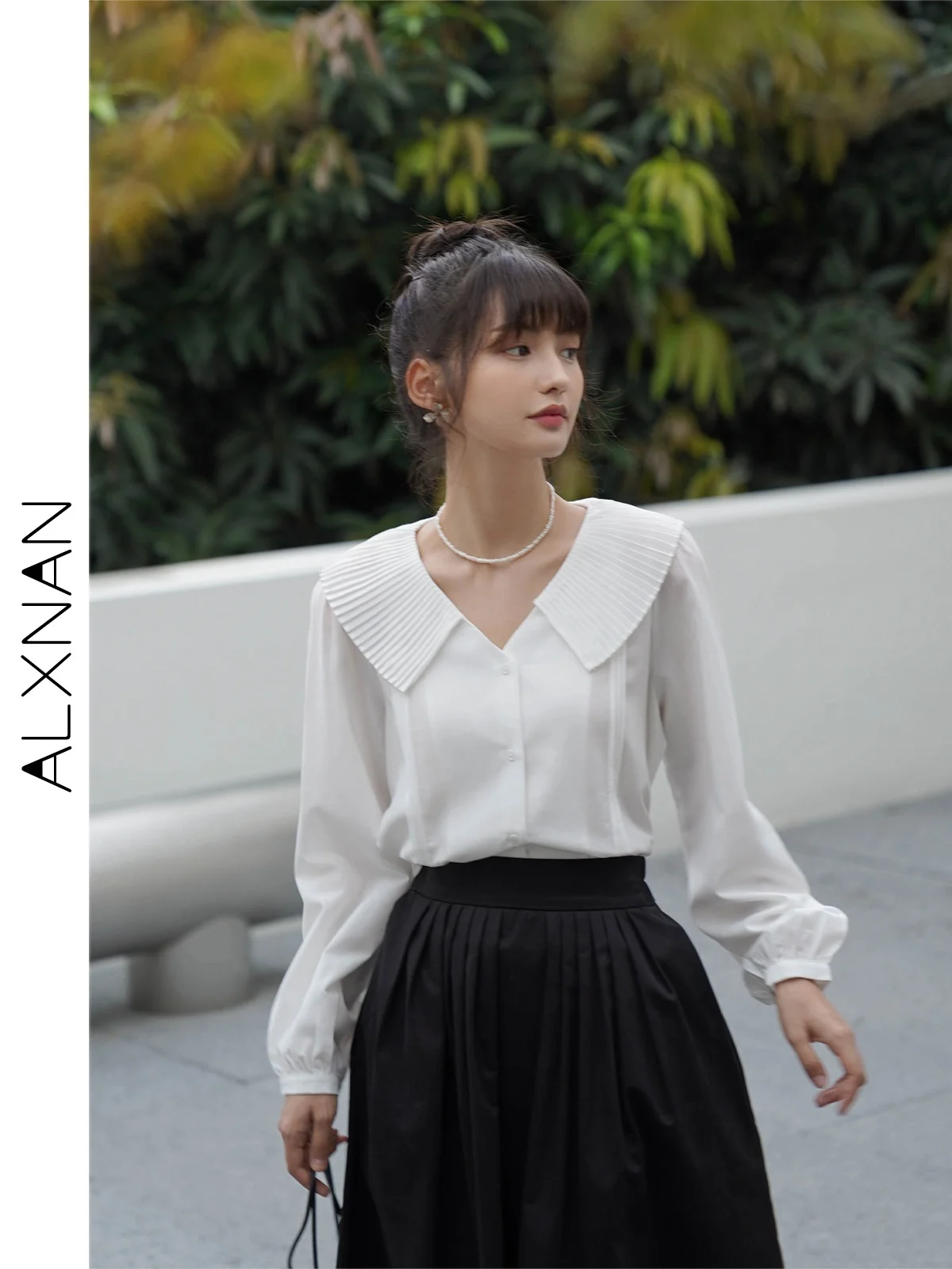 

Женская рубашка Swan South Doll с длинным рукавом, модная, во французском стиле, на пуговицах, стандартной длины, однотонная