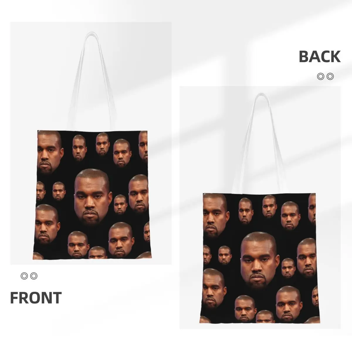 Custom Funny Printing Rap Kanye West Hip Hop Funny Tote Shopping Bag Reusable Canvas Shopper Shoulder Handbag