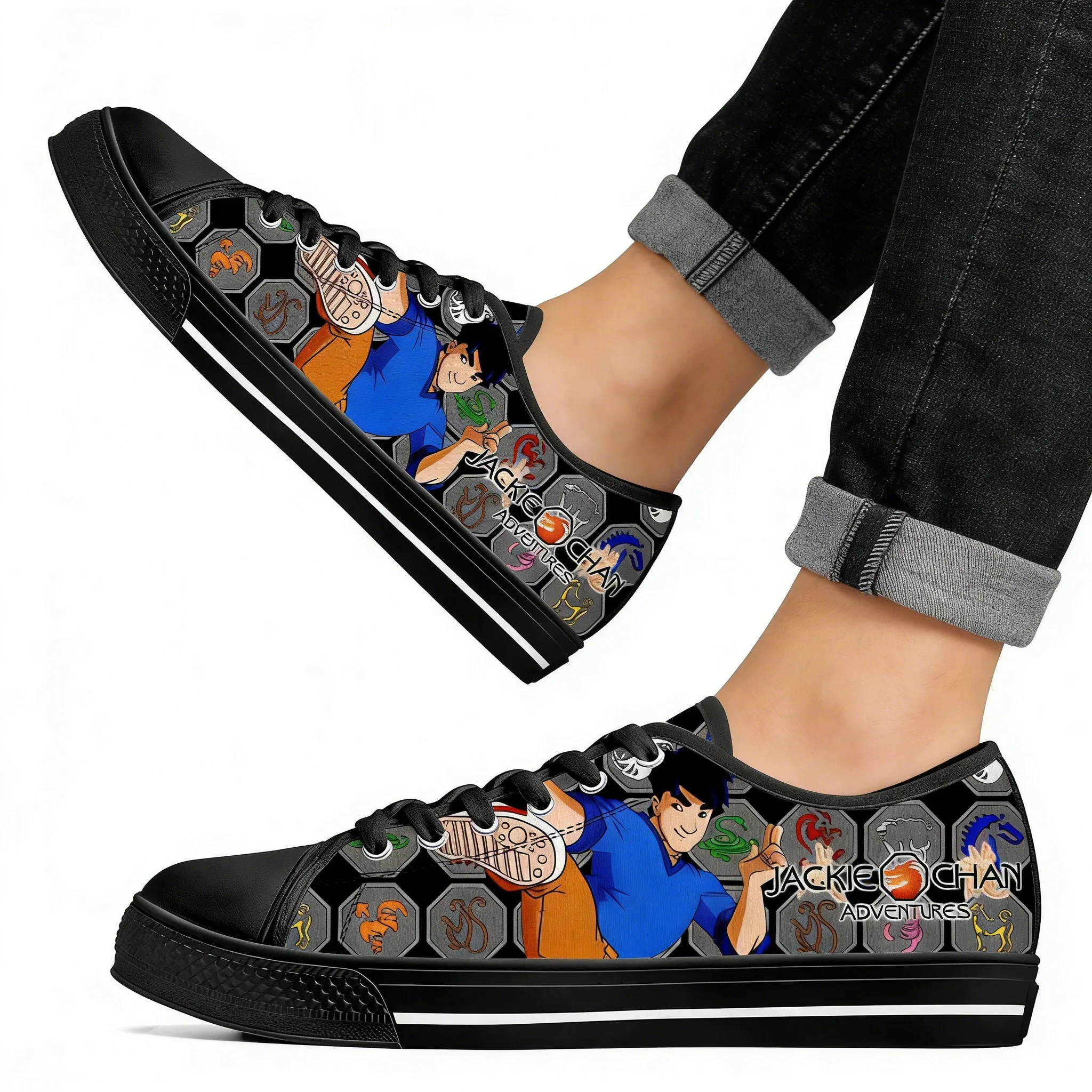 

Jackie Chan Adventures Custom Anime Canvas Sneakers, Low Top Casual Shoes for Men and Women