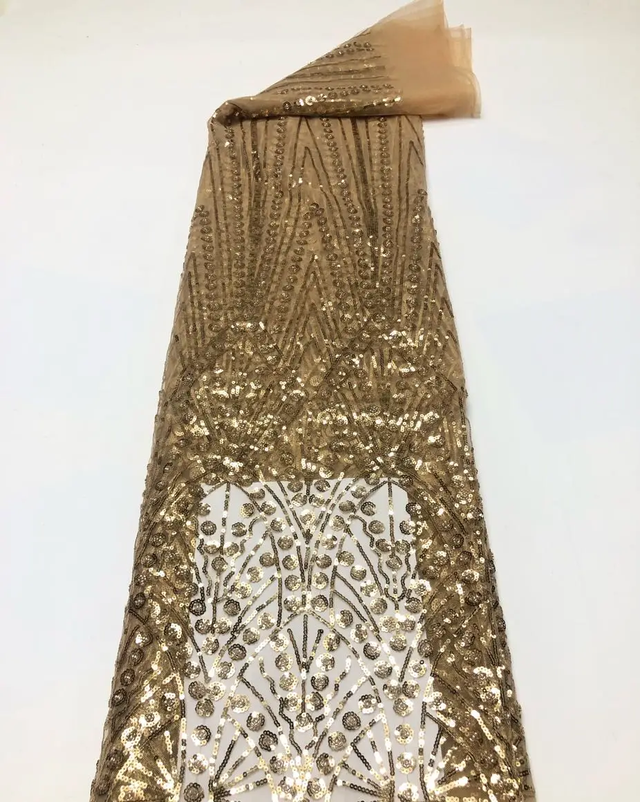 

Latest 2025 African Nigerian High-Quality Tulle Lace Fabric with Embroidery 5 Yards for Prom Dresses Sequin Sewing JY484