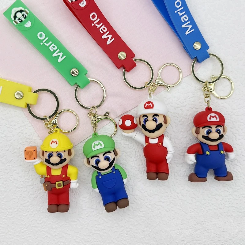 

Mario suit Keychain Soft rubber doll pendant Super Mario anime peripheral accessories Children's birthday gift Halloween
