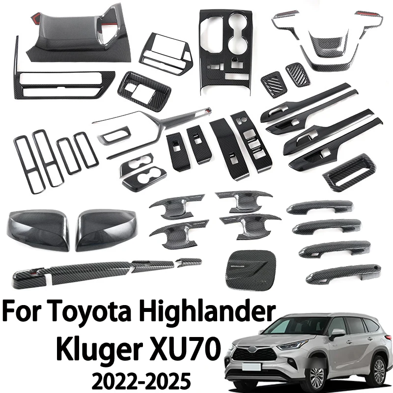 For Toyota Highlander Kluger XU70 2022-2025 Carbon Fiber Grain Air Vent Cover Reverse Mirror Cover Car Styling Accessories