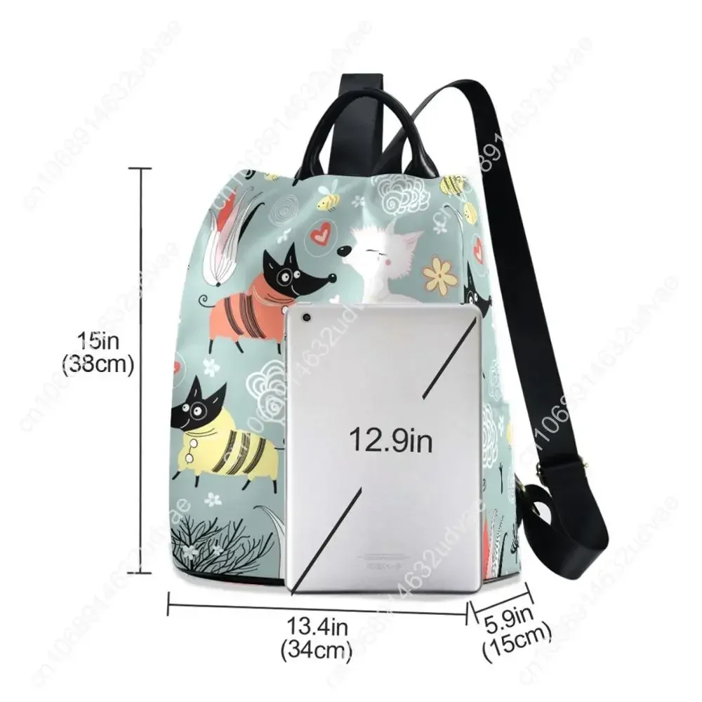 Cute Dog Print Backpack para mulheres, bolsa de ombro, bolsa de escola, adolescente, mochilas infantis, bolsa de viagem, moda, 2020